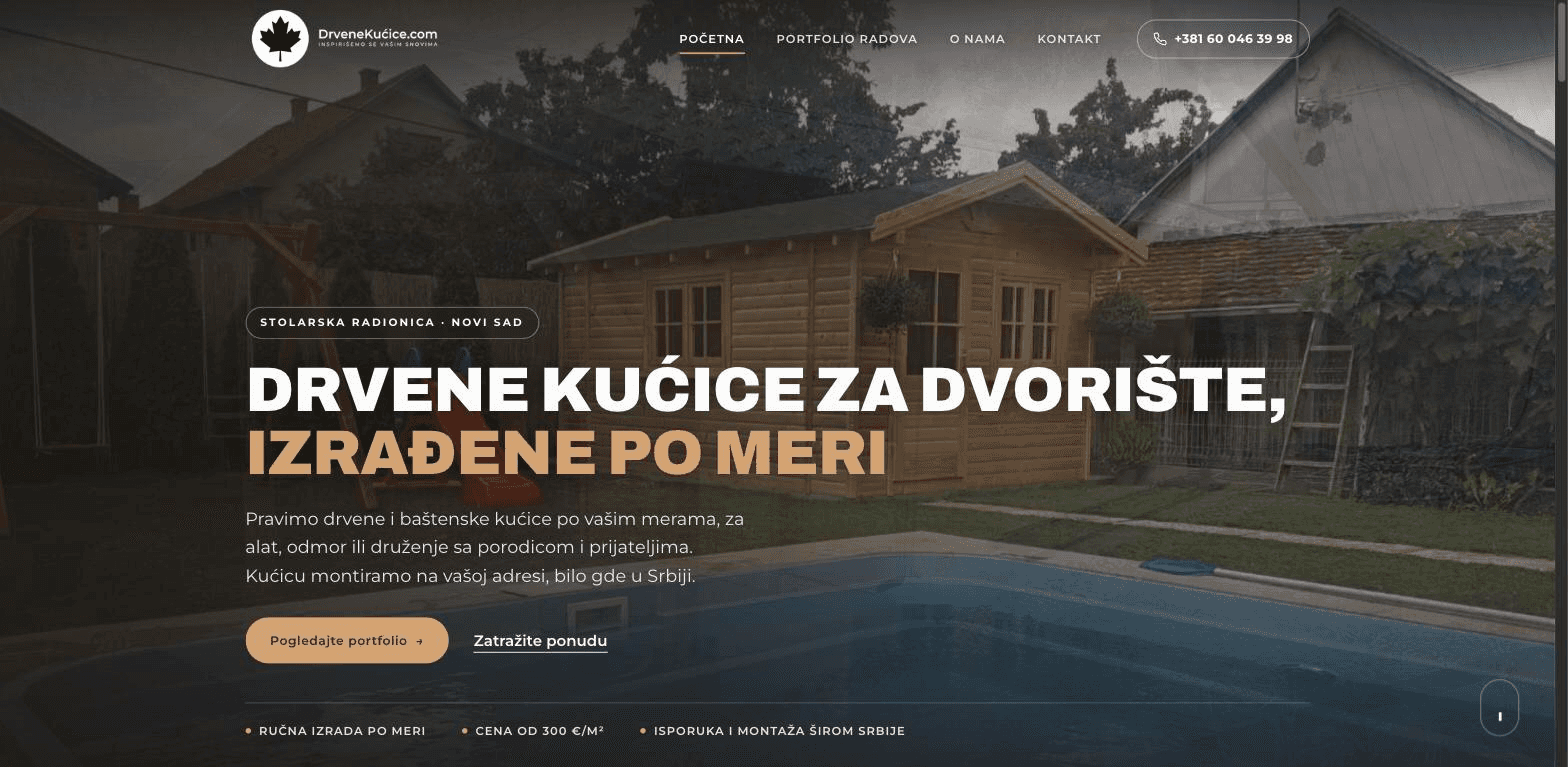 DrveneKucice.com - snimak ekrana studije slučaja