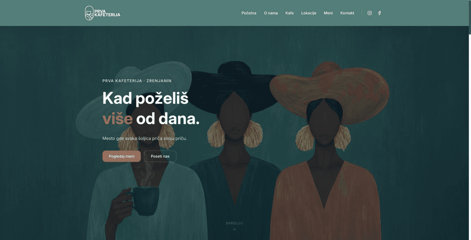 Prva Kafeterija - snimak ekrana studije slučaja